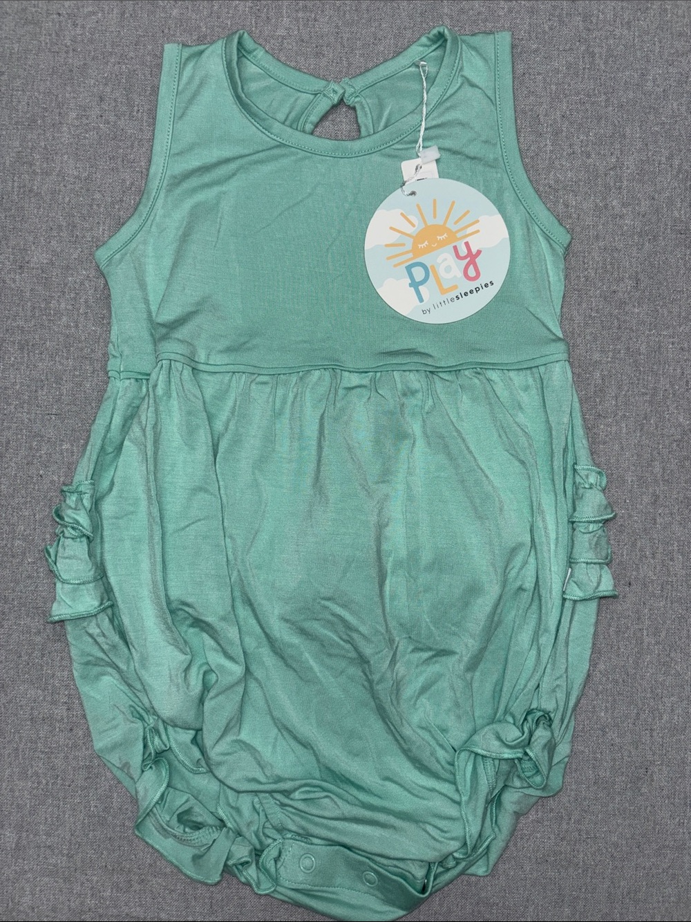 Play by Little Sleepies Ocean Waves Mint Sleeveless Bubble Romper 3T
